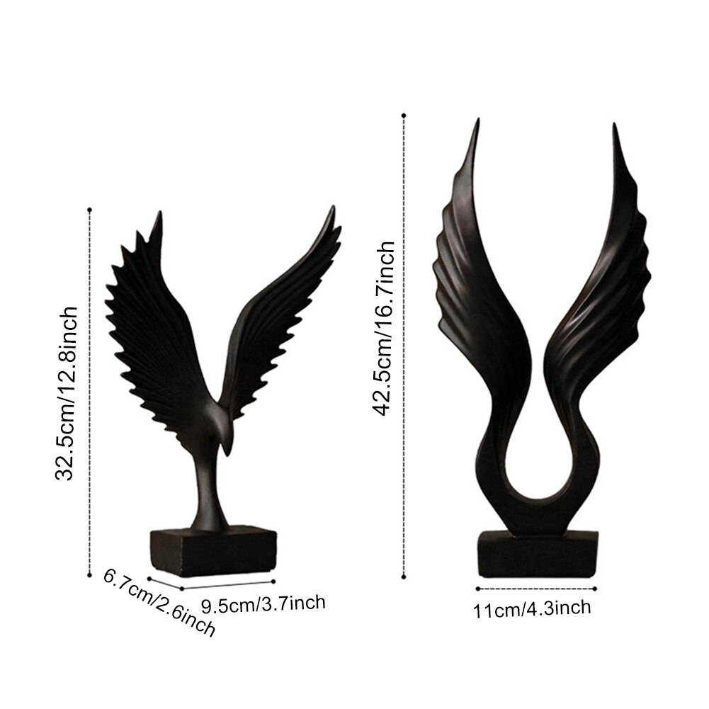 Resin Decorative Statues Simulated Abstract Open Wing Bird Statue Home Statues Animal Sculpture Wall Art Decoration Home Decor