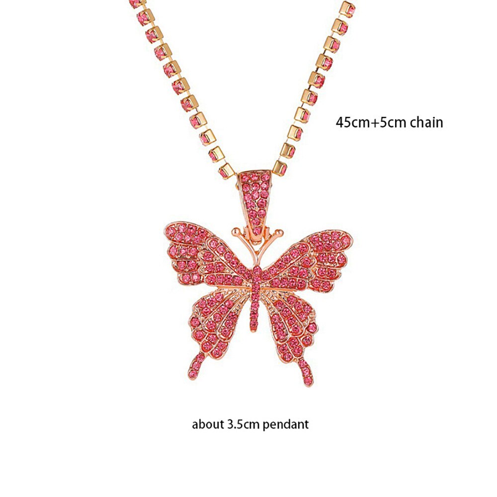 Shining CZ Cute Butterfly Pendant Charm Clavicle Choker Butterfly Necklace for Jewelry Women Girl: hdxl04fs
