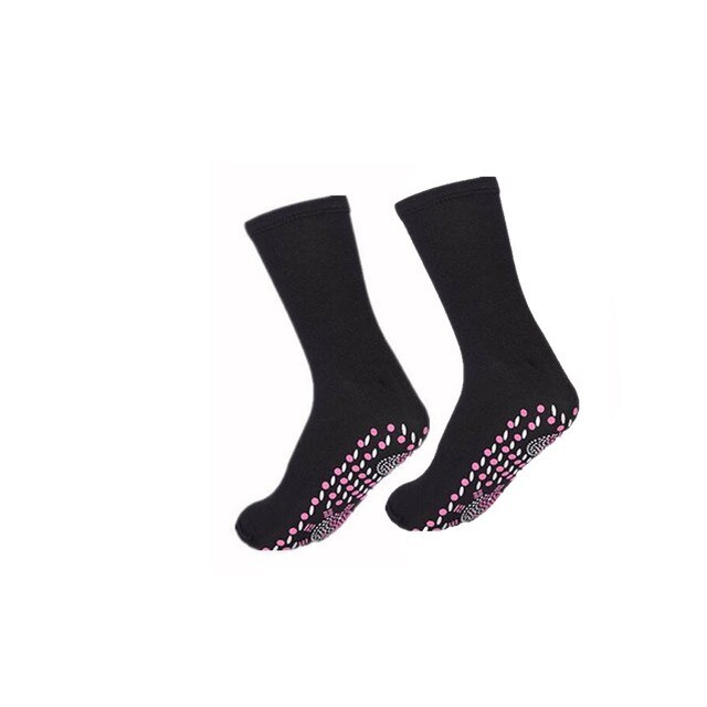 Chaussette magnétique Tourmaline auto-chauffante, 1 paire, chaussettes de thérapie aimantée unisexes, chaussettes de soins de santé chaudes d&#39;hiver pour l&#39;extérieur: Black
