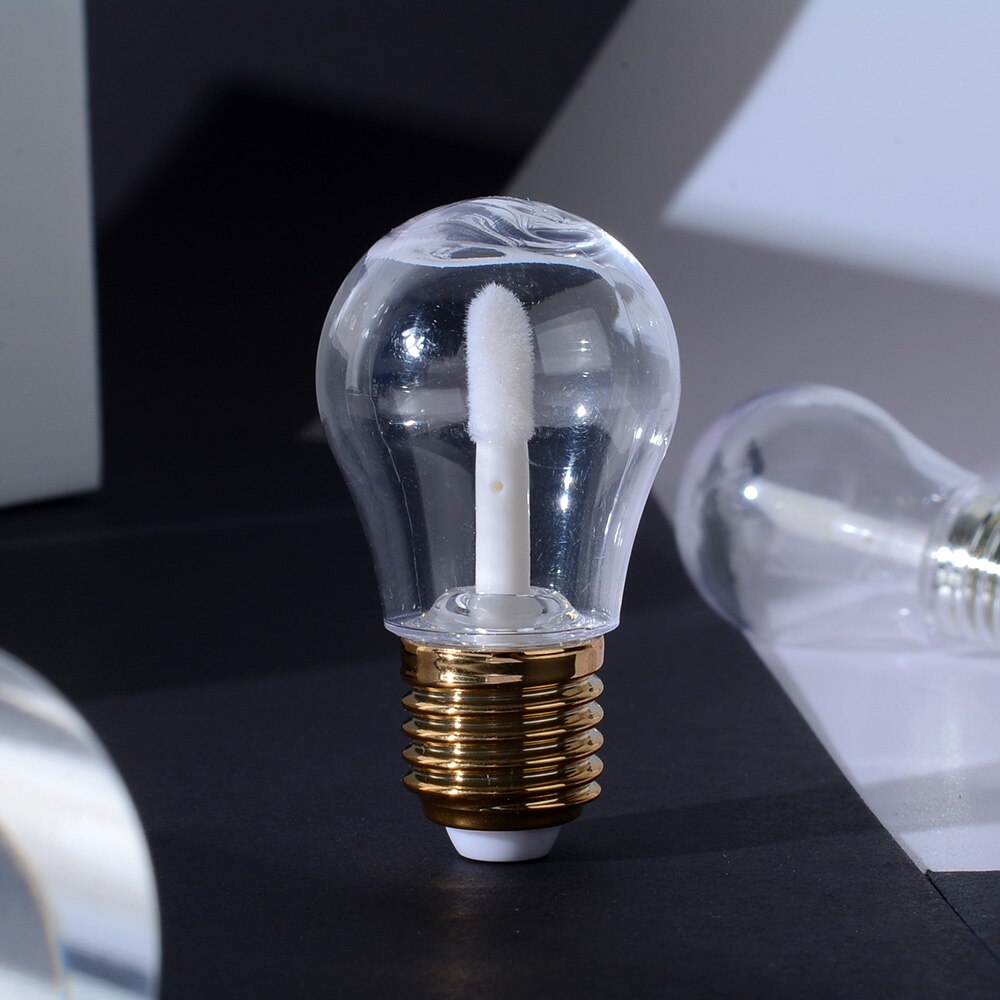 Forma de bombilla de luz 1/5 Uds., tubo vacío de brillo de labios, Mini botella rellenable de bálsamo labial, botellas vacías de plástico con goma