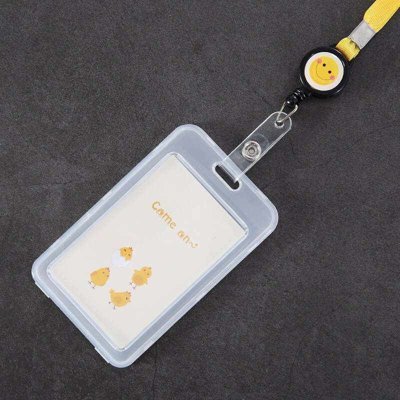 1PCS Cartoon PVC Student School Bus ID Creidt Card Holder Bag Case Nurse Doctor Office ID Name Bank Card Cover With String