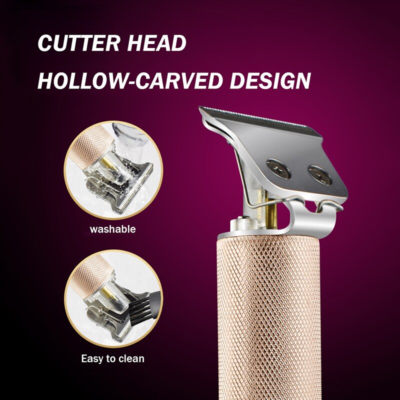 Tondeuse à cheveux sans fil avec lame en T, 0.0mm, or, , Rechargeable par USB, pour couper les cheveux