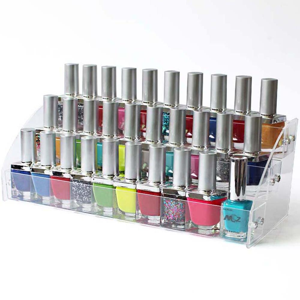 Estante de almacenamiento para esmalte de uñas, organizador de pintalabios acrílico transparente de 2/3/4/5/6/7 niveles, soporte para tienda de manicura