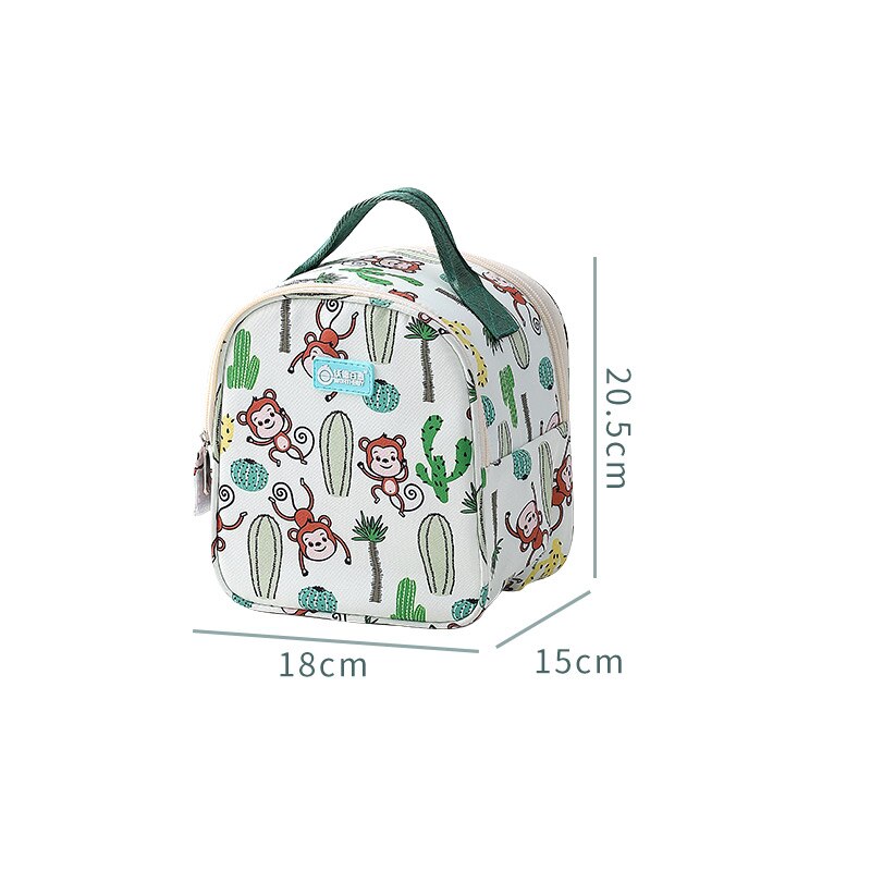 WORTHBUY Cute Monkey Lunch Bag Portable Thermal Lunch Box Bag For Woman Kids School Picnic Waterproof Oxford Food Container Bag: Style C-1