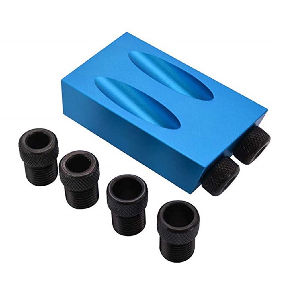15 Degree Angle Pocket Hole Jig Kit 6/8/10mm Angle Drill Guide Hole Puncher Locator Jig Drill Bit Carpentry Woodworking Tools: 7pcs