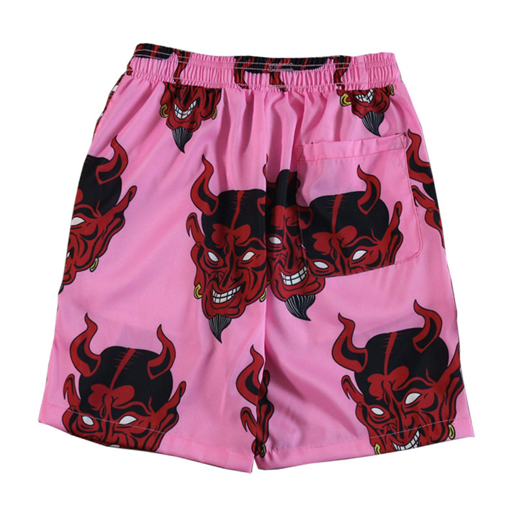 Shorts mænd djævel fuldt print elastisk talje sommershorts mænd hiphop harajuku mænd afslappede shorts streetwear kort masculino 2063
