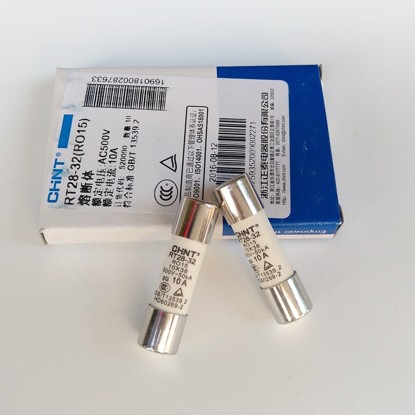10pcs/lot CHINT RT28-32 (RO15, RT14-20) 10A Fuse Link 10X38 Fuse Fusible Core