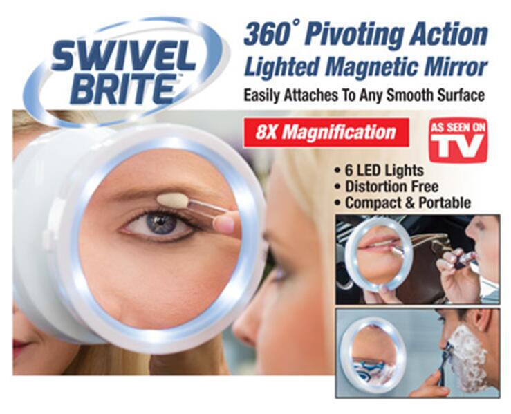Smartlife As Seen on TV Swivel Brite Lighted 8X Mirror Make Up Mirror with Led