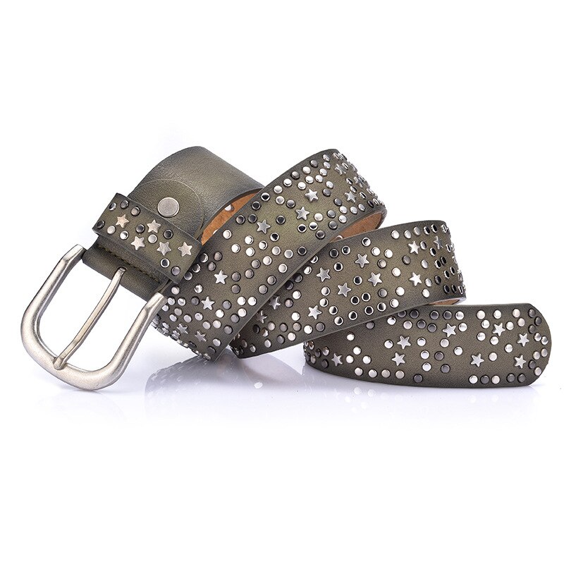 Ceintures en croûte de cuir et PU femme | Incrustation de rivets étoiles, ceinture femme ardillon taille, marques de luxe, ceinture en cuir