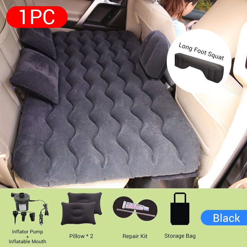 Car Inflatable Bed Flocking Cloth Seat Back Bed for Travel Kids Sleep Rest Outdoor Indoor Multi-functional Inflatable Mattress: Black