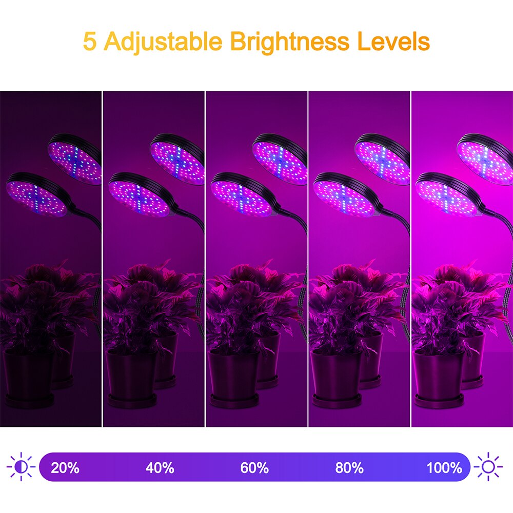 A+ vækstlys , 5 dæmpbare niveauer plantevækstlys til indendørs planter med rød blå spektrum , 3 modes timing funktion