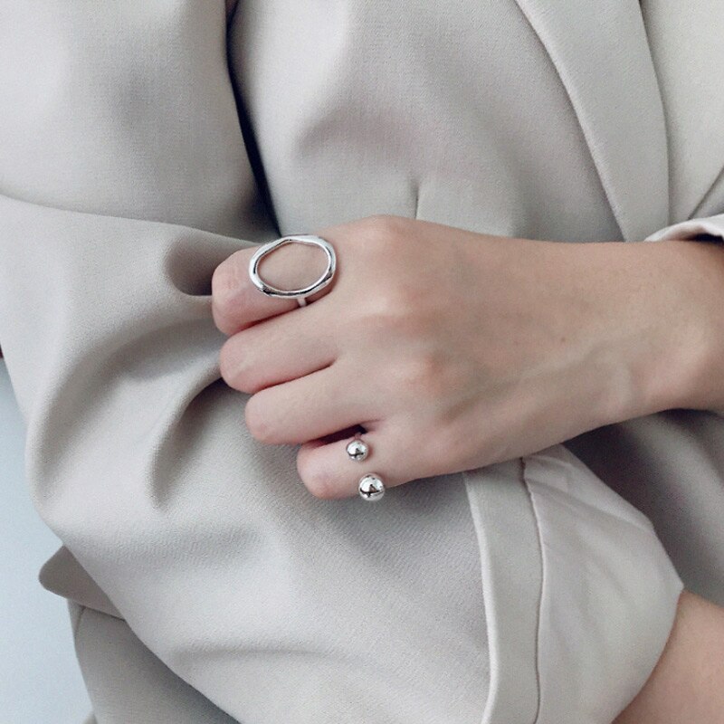 F.I.N.S Klassische doppelte runde Kugel aus 925er-Sterlingsilber, Knuckle-Ringe für Frauen, kleiner Zehenschwanz-Fingerring, weiblicher edler Schmuck