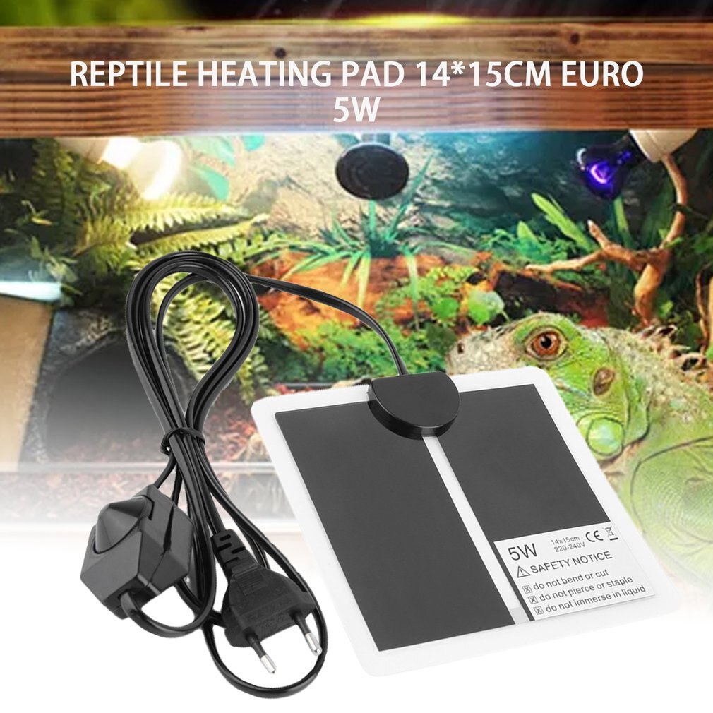 Reptile Warmte Mat 14*15cm 5W Reptiel Broedmachine Incubator Huisdier Verwarming Pad Brouwsel EU Plug Voor Hond kat Bed