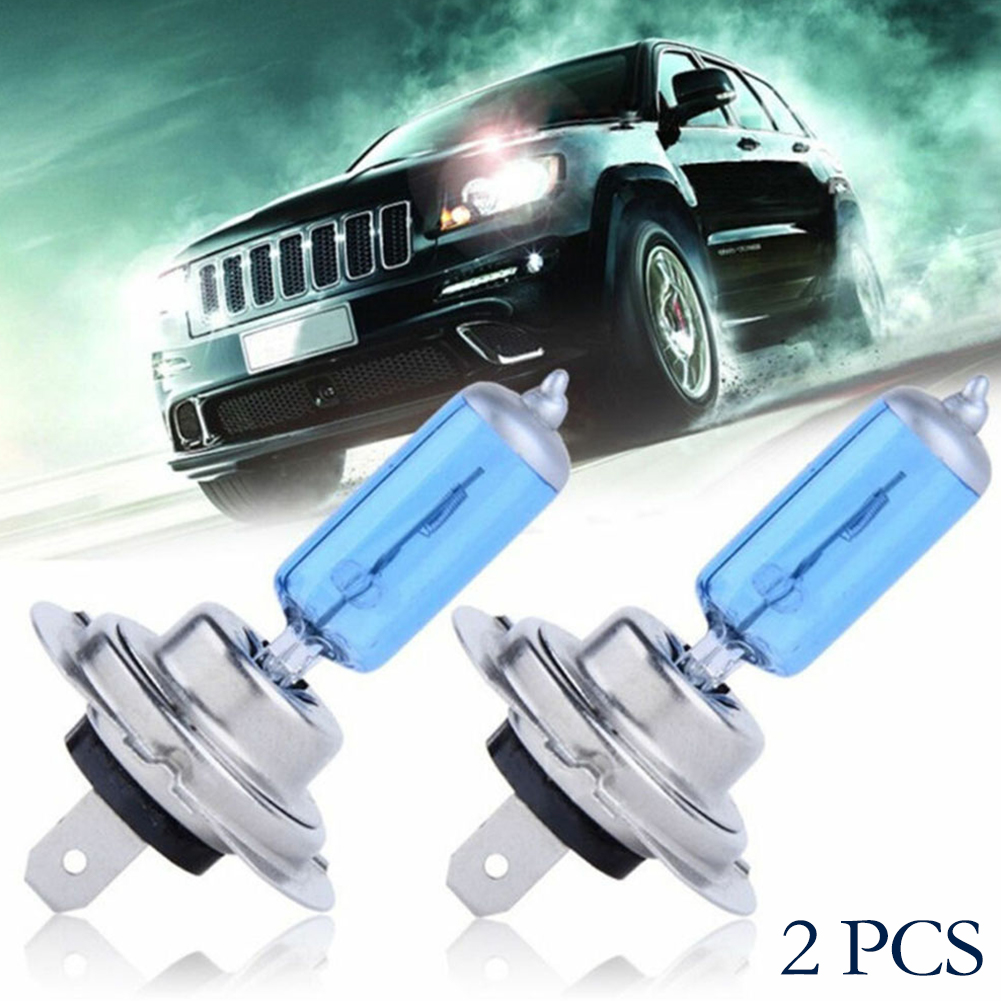 Bombilla halógena H7 para coche, faro de luz blanca de 55W, 12V, 6000K, tubo de cristal de cuarzo, superbrillante, 2 piezas