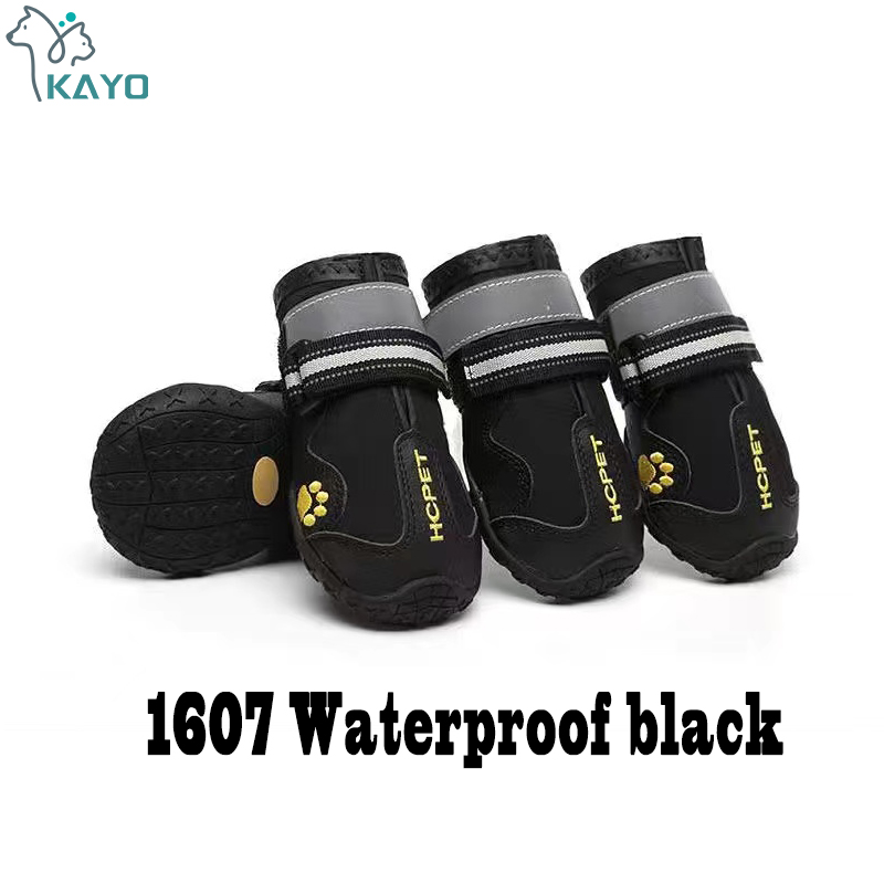 Hondenschoenen Waterdichte antislip regenlaarzen Warme sneeuw Reflecterend voor kleine grote huisdieren Sporttraining Bescherm huisdiervoeten 4 stuks: L / WHITE