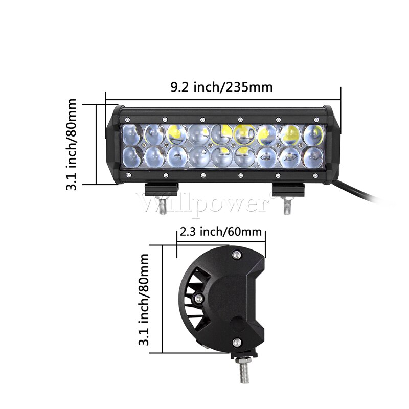 Offroad 4X4 Truck Projector Lens 54W 9 "Led Licht Bar Voor Polaris Honda Yamaha Atv Utv fog Rijden Lamp Spotlight 4D Led Bar