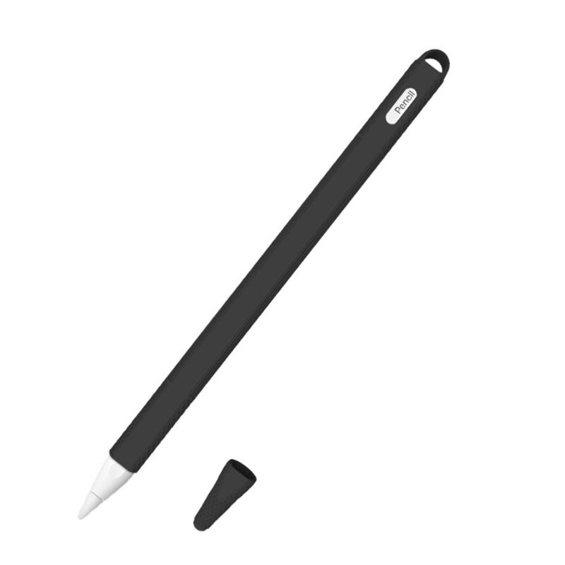 Tablet touch stylus pen beskyttende dæksel taske blød silikone tip hætte ærme skridsikker til æbleblyant 2: Sort