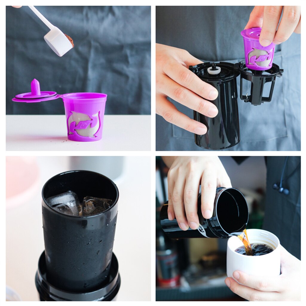 Portable Drip Coffee Maker Travel Mug Compatible with K-Cup Manual Espresso Coffee Maker (Black)