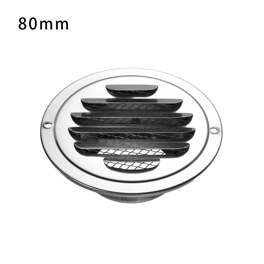 Round Ducting Ventilation Grilles Stainless Steel Exterior Wall Air Vent Grille Various Size Home Office Air Vent: 80mm