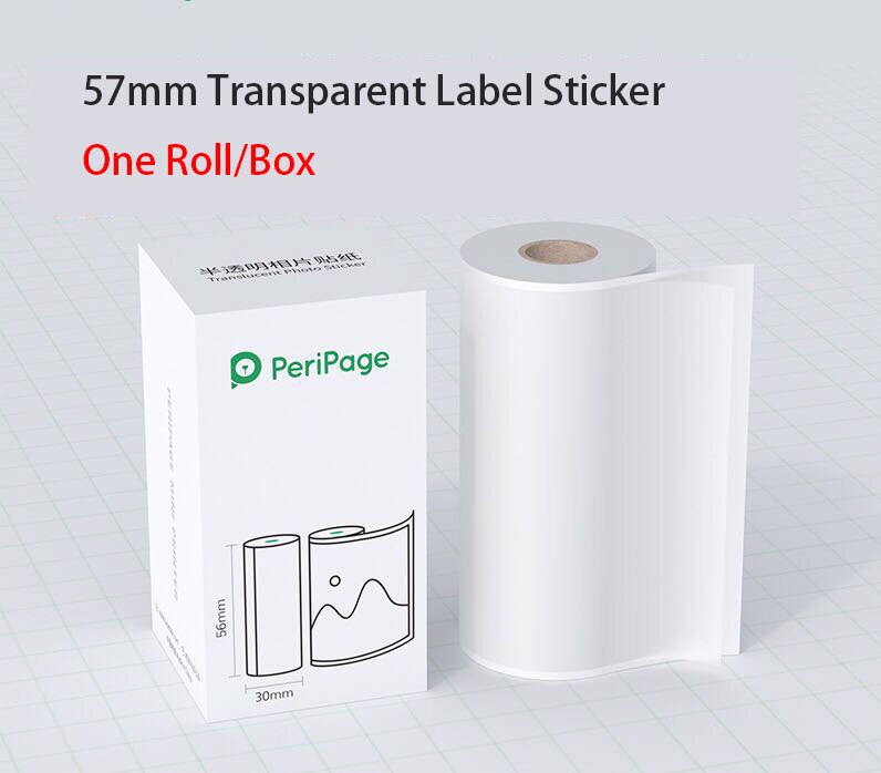 【For Peripage A6 】Official Originele Peripage Thermisch Papier Label Sticker Transparant Sticker Papier: 1 Roll Clear Paper