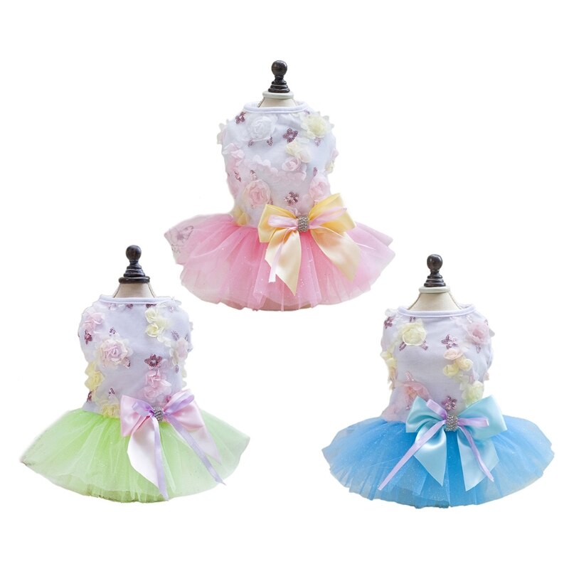 Dog Lace Princess Skirt Pet Luxury Bow Dress Tutu Dress Sweet Puppy Dog Skirt