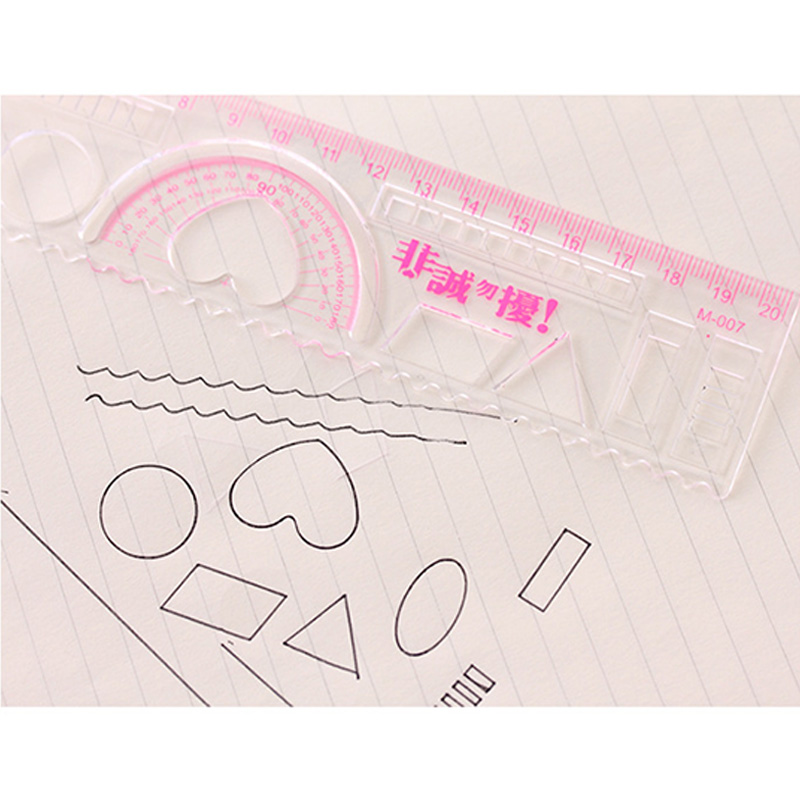 Regla triangular de corazón Kawaii de 20 CM, reglas geométricas multifuncionales creativas para estudiantes, escritura, dibujo, papelería, escuela