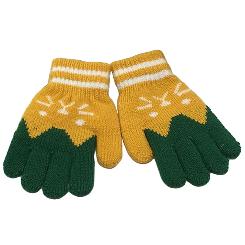 1Pairs Winter Warm Baby Gebreide Handschoenen Voor 4-7 Jaar Kinderen Handschoenen Meisje Jongen Vingers Fluwelen Dikke Winter handschoenen Kerstcadeaus: YW