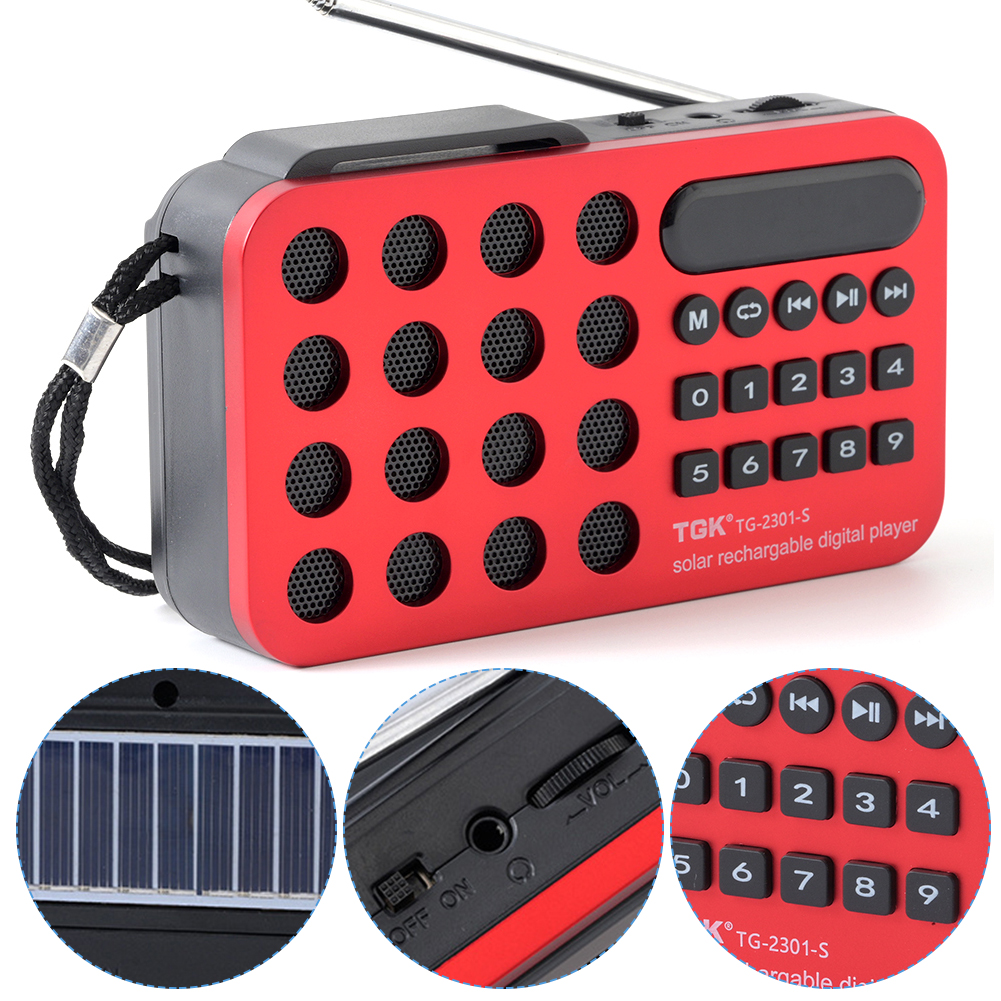 Mini Radio FM portátil de bolsillo BT, carga Solar/recargable, funciona con batería, Radio pequeña de emergencia, altavoz incorporado, reproductor MP3