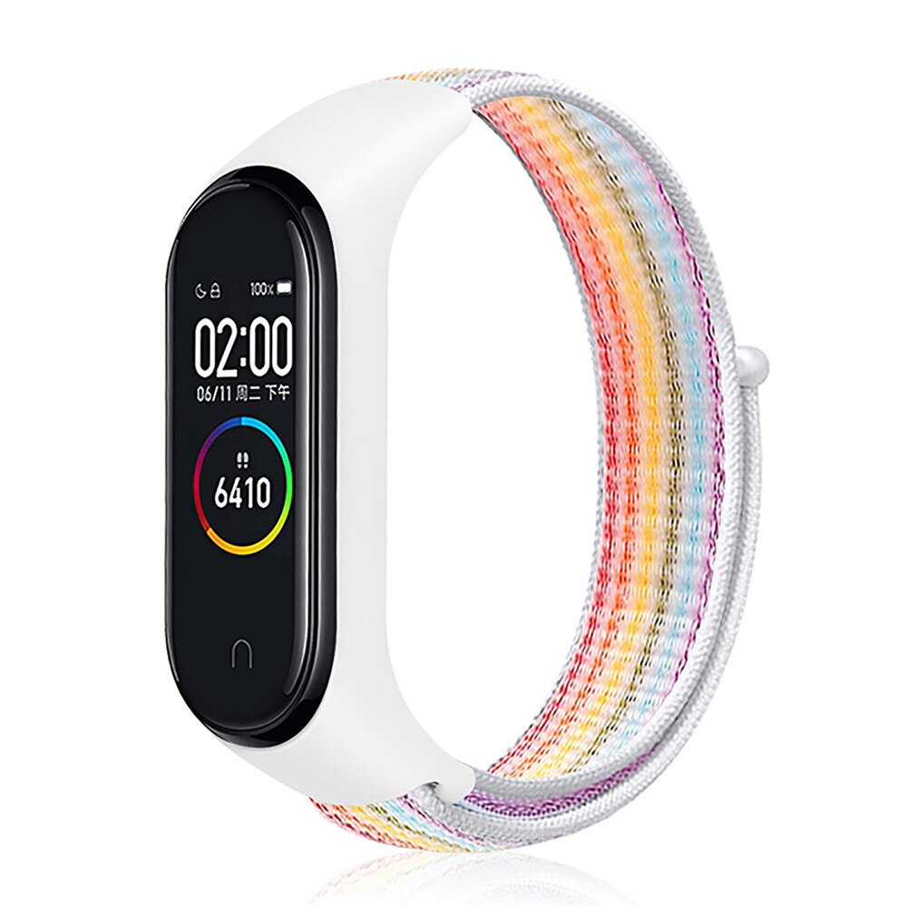 Intelligente Wristband M4 Smartband Impermeabile Misuratore di Pressione Sanguigna Monitor di Frequenza Cardiaca Fitness Inseguitore Del Braccialetto M4 Band Con Cinturino In Nylon: White rainbow