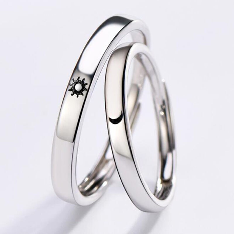 Korea Style Couple Silver Plated Ring Sun Moon Star Islam Religious Couples Rings Power Lovers Jewelry