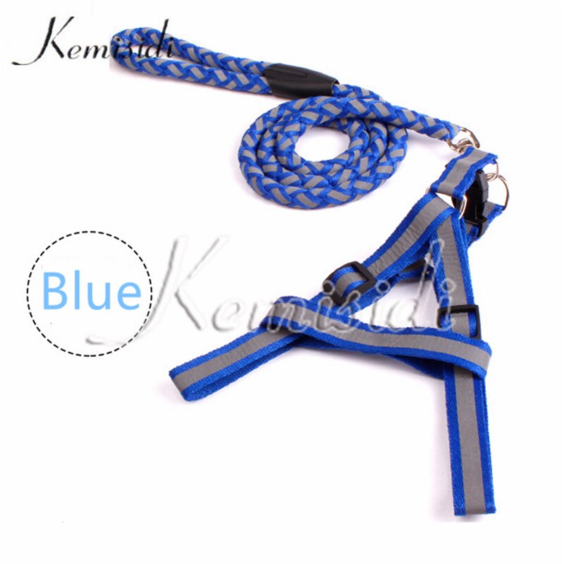 Kemisidi Reflecterende Knit Trekkabel Duurzaam Voor Huisdieren Hond Keten Borstband Supplies S, m, L Maat: Blauw / 10x1200mm