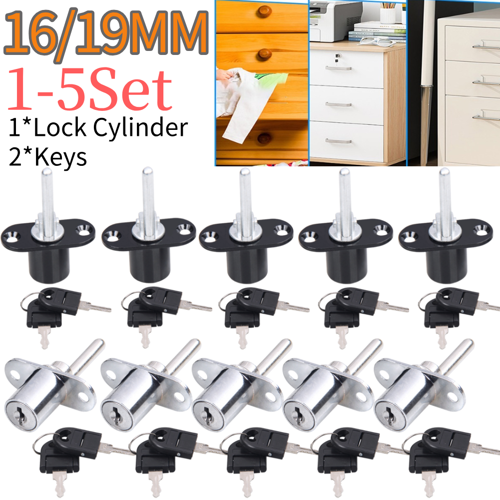 16/19mm Cam Cylinder Triple Lock Zinc Alloy Desk Cabinet Drawer Front Lock With Keys Office Desk Drawer Locks Furniture Hardware