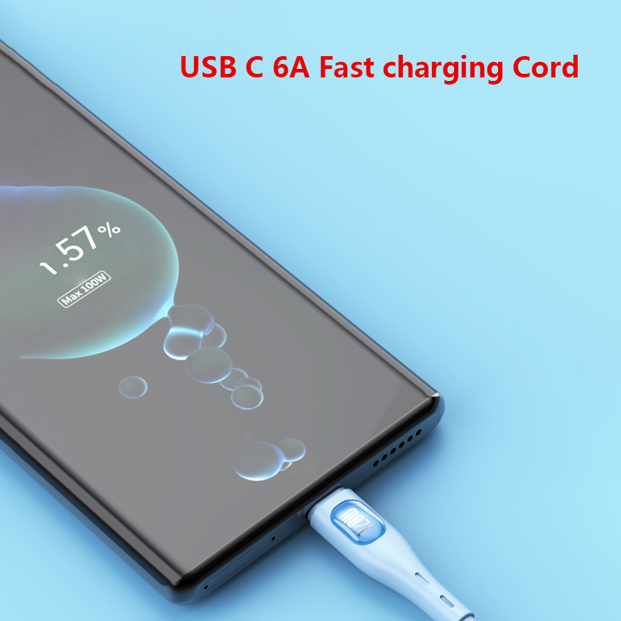 120W 6A USB C Fast Charging High-Speed Data Transfer Cable USB A to USB C Cable Soft Liquid Silicone Android Phone Accessories