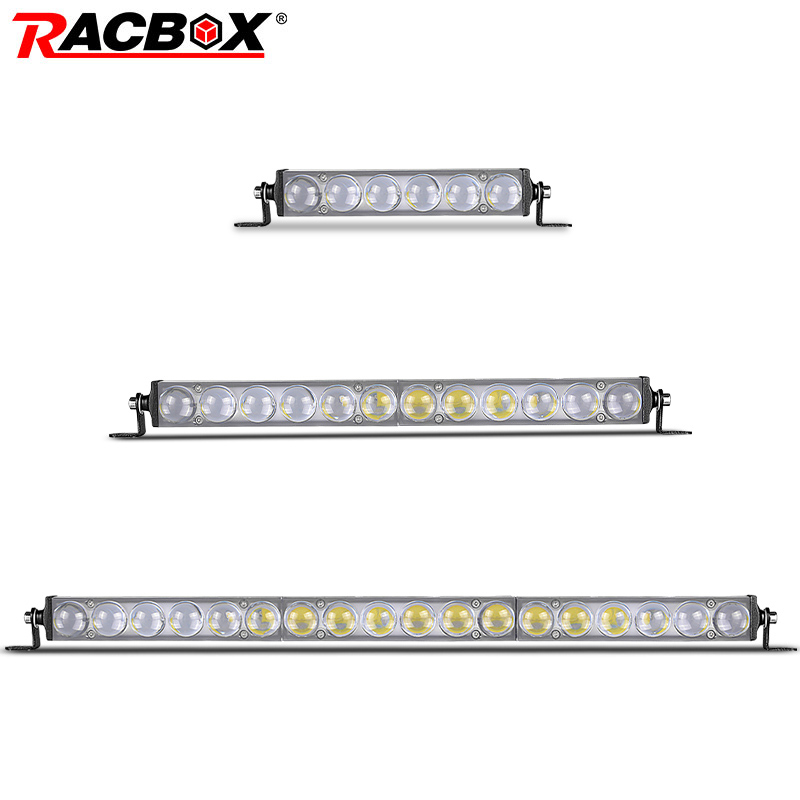 Racbox 7 " 13 " 19 "ultra slim 4d -linser bil led lysstang enkel rad hvit spot beam for offroad 4 x 4 lastebil utv atv suv 12v