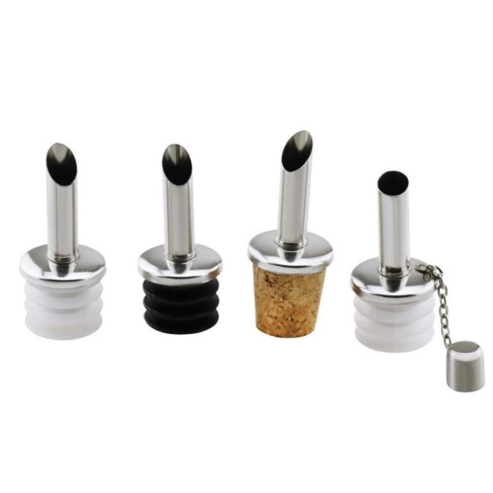 Wine Pourer 2Pcs Stainless Steel Alcohol Liquor Spouts Bottle Dispenser Wine Bottle Stopper With Cap Wine Accessories