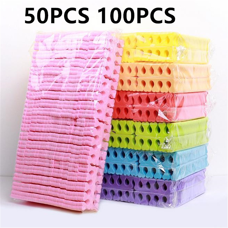 50/100 stücke Rosa Schwamm Finger Zehenspreizer Nagellack Fußpflege Zehenspreizer Maniküre Pediküre Nail art Werkzeug Groß