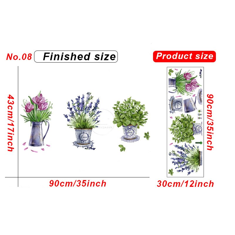 Varios Pared de flores pegatinas zócalo etiqueta de la pared para sala dormitorio pasillo decoración de la pared removible calcomanías decoración del hogar: No.08