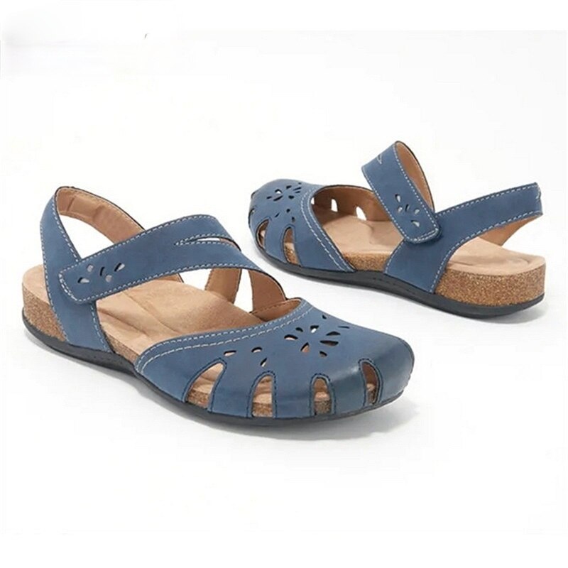 Summer Women Orthopedic Open Toe Sandals Vintage Anti-slip Breathable Leather Casual Female Platform Retro Shoes