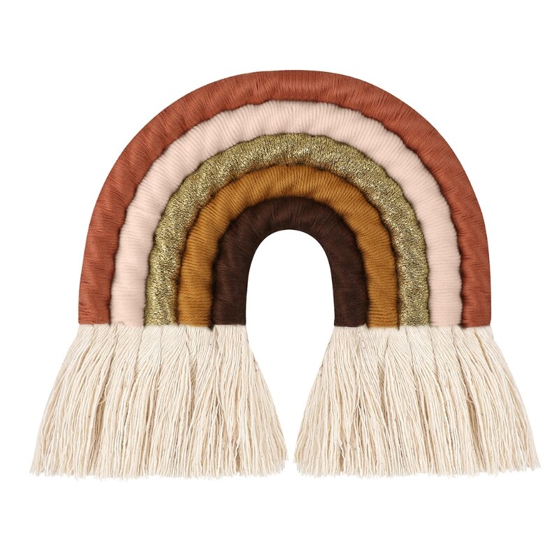 OOTDTY-adorno colgante de macramé de 5 líneas, cuerda tejida a mano, decoración de pared para habitación de bebé y niña, decoración de guardería para el hogar: Negro