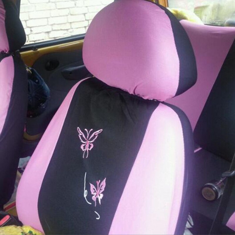 9/4 st/set bilbarnstolskydd universalbilar sittdyna inredning trim rosa rosa universalöverdrag broderi stil