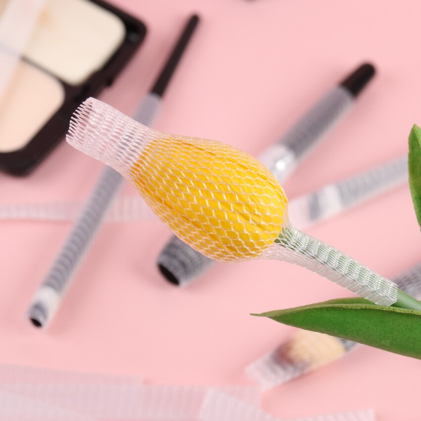 20 Stuks Make-Up Kwasten Mesh Protectors Cover Schoonheid Elastische Mesh Protector Make-Up Cosmetica Borstel Pen Cover