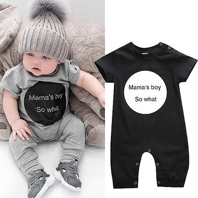 Neugeborene Jungen Mutter knapp Gedruckt Schwarz/Grau Strampler Gesamt Gesamt Outfits Kleidung 0-18M