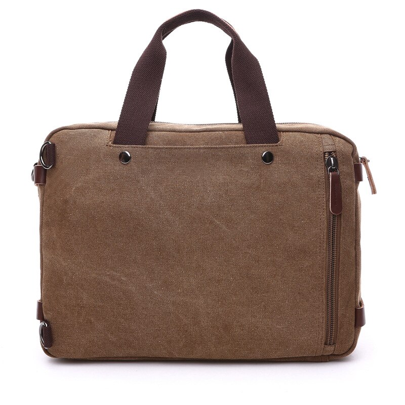 Casual Canvas Bag Business Briefcase Hand Shoulder Three-purpose Bag Large Can Put 17-Inch Laptop