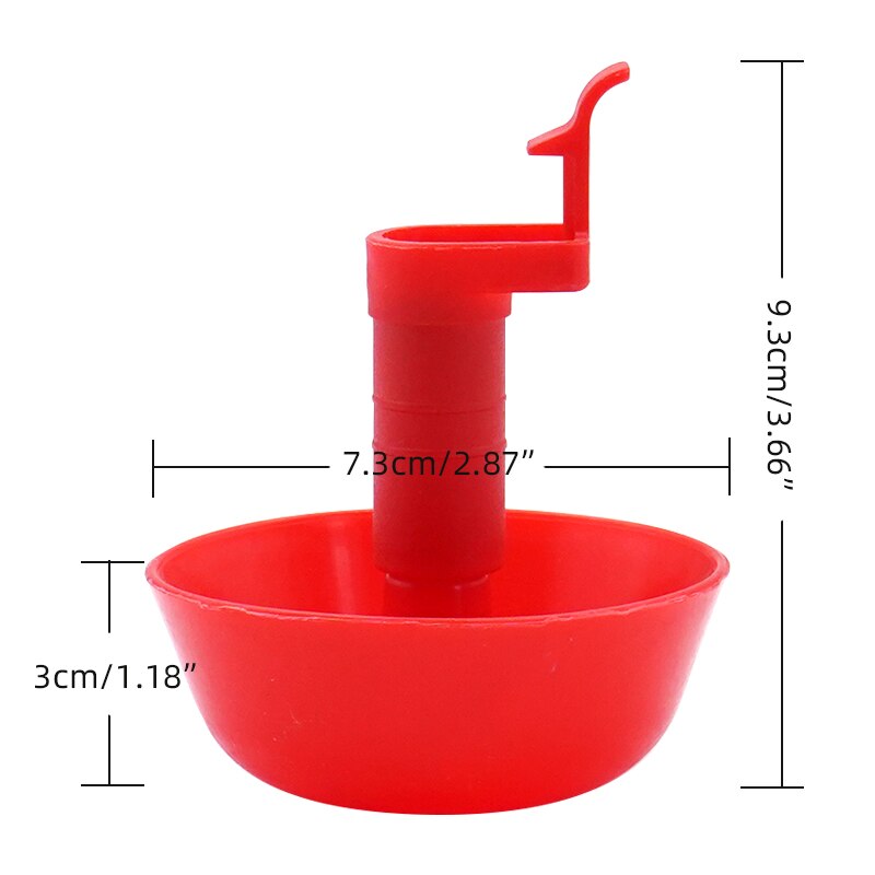 Automatic Chicken red Cup Waterer Bowl Kit Farm Coop Poultry Waterer Drinking Feeder Tool for Chicks Duck Goose Turkey Quail Acc