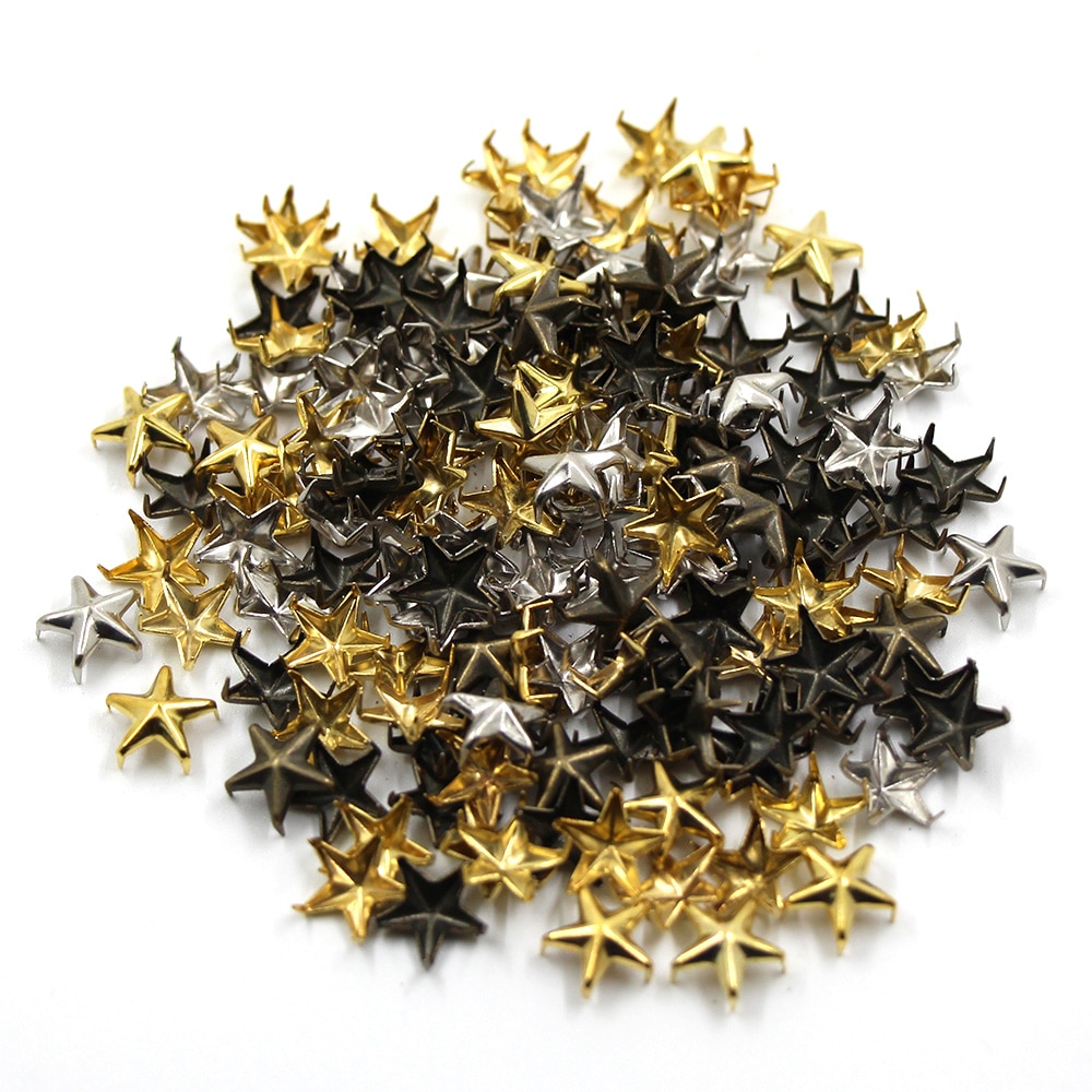 100Pcs Star Vorm Klinknagels Sliver Metalen 5 Klauwen Studs Ambachten Diy Voor Lederen 10 Mm Studs En Spikes Voor kleding Punk Accessoires