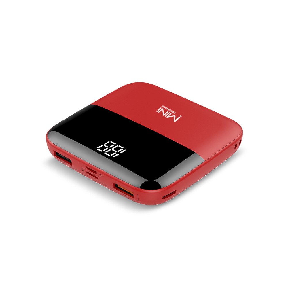 10000mAh Power Bank Mini Power Bank for iPhone 12 LED Power Display Portable External Battery Pocket PowerBank For Xiaomi: Red
