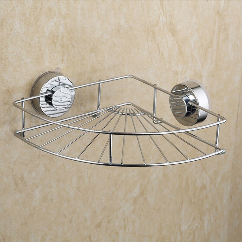 Stainless Steel Sucker Organizer Shelf Kitchen Sundries Wall Vacuum Suction Storage Basket Bathroom Soap Towel Holder: 3