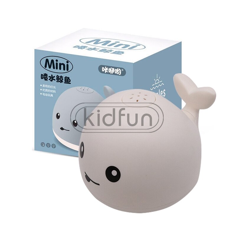 Baby Bath Toys Spray Water Whale LED Light Up Bath Toys for Kids Electric Whale Induction Water Spay Ball Bathroom Bathtub Toys: White Whale n box