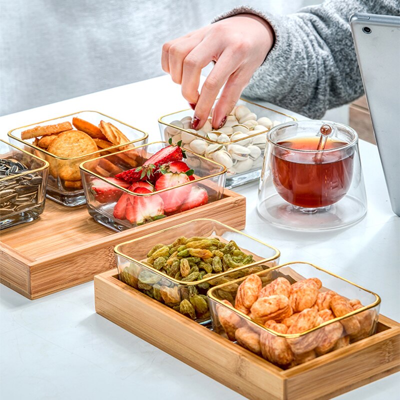 Modern Living Room Snack Bowl glass Double Layers Snack Storage Box Bowl Lazy Fruit Plate Bowl