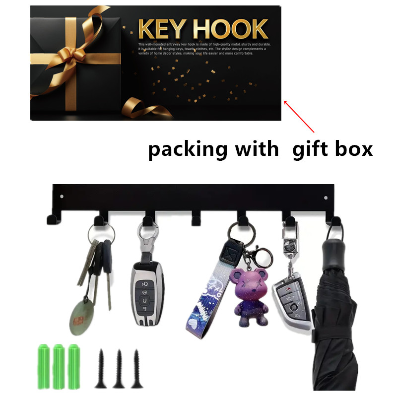 Portallaves de Metal, ganchos de pared para el hogar, organizador de puerta, entrada, pasillo, cocina, pared, decoración de dormitorio, estante con 7/9 ganchos: Gris claro